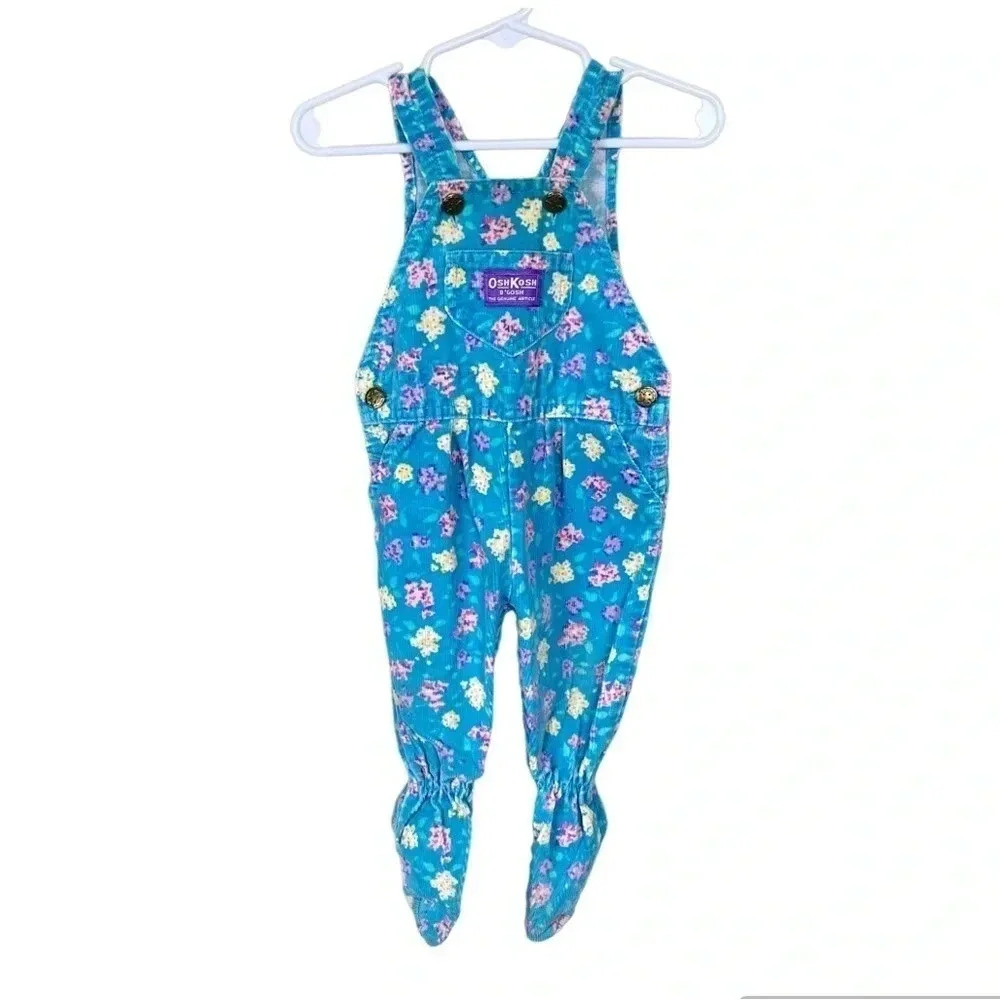 OshKosh B'gosh Turquoise Floral Overalls